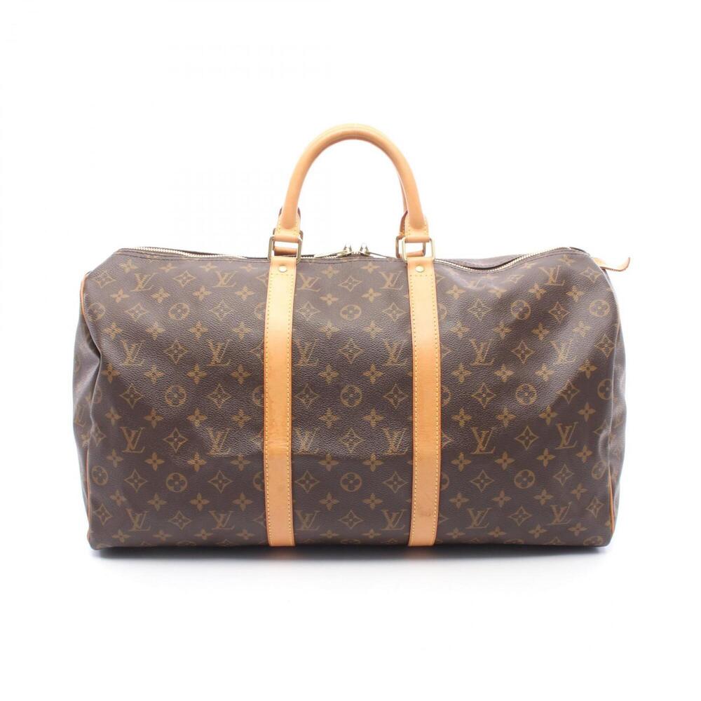 LOUIS VUITTON Brown Monogram Leather Keepall 50 Boston Bag
